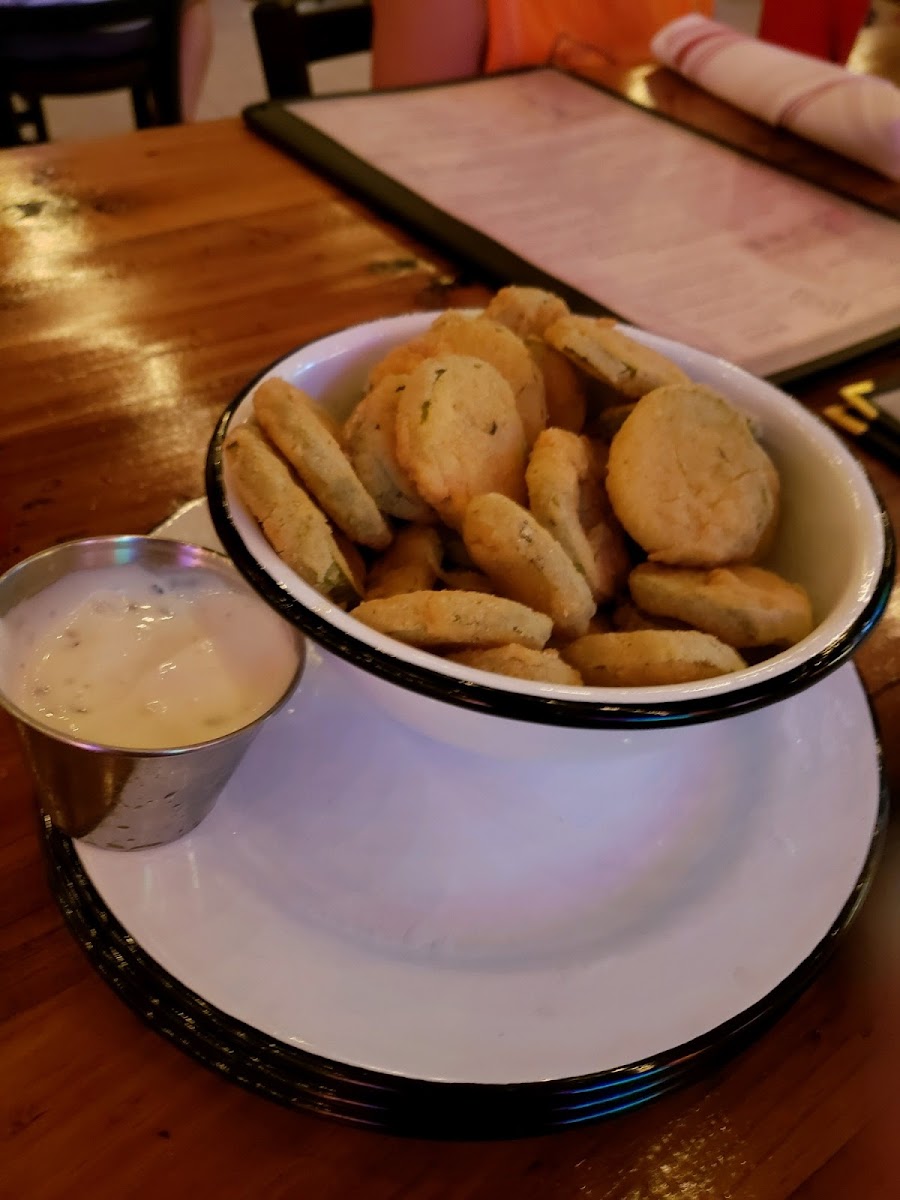 Gluten-Free Fried Pickles at Lucille's Kitchen