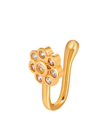 Anneau de nez fleur en zircone en f - 2