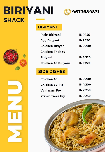 Biriyani Shack menu 