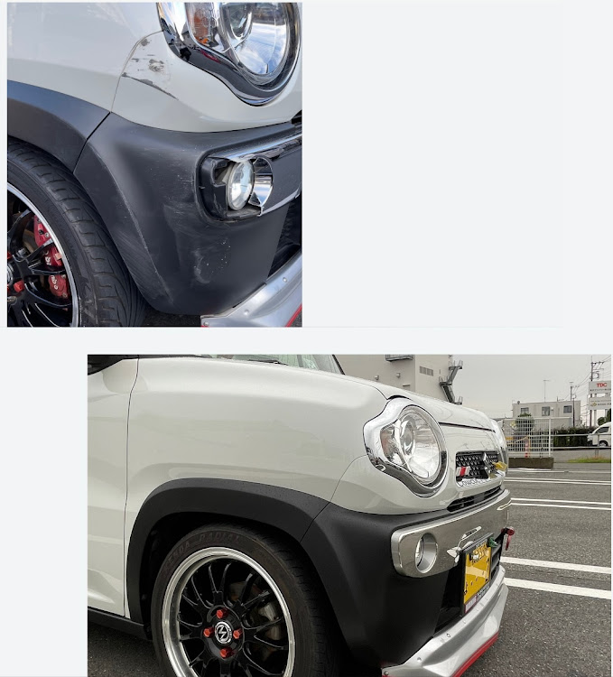 ハスラーの板金修理完了・メッキのガーニッシュ・ハスラー女子・車が好きな人と繋がりたい・いいね！をしてくれた人に感謝✨に関するカスタム事例の投稿画像1枚目