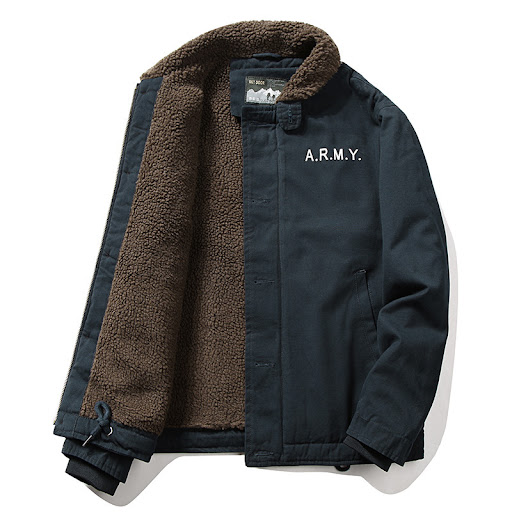 Title 1, Cotton workwear jacket with lamb cashmere cotto...