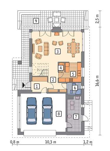 Jasna przestrzeń - wariant II - M210b - Rzut parteru