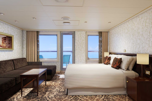 A look at an Ocean Suite aboard Carnival Venezia. 