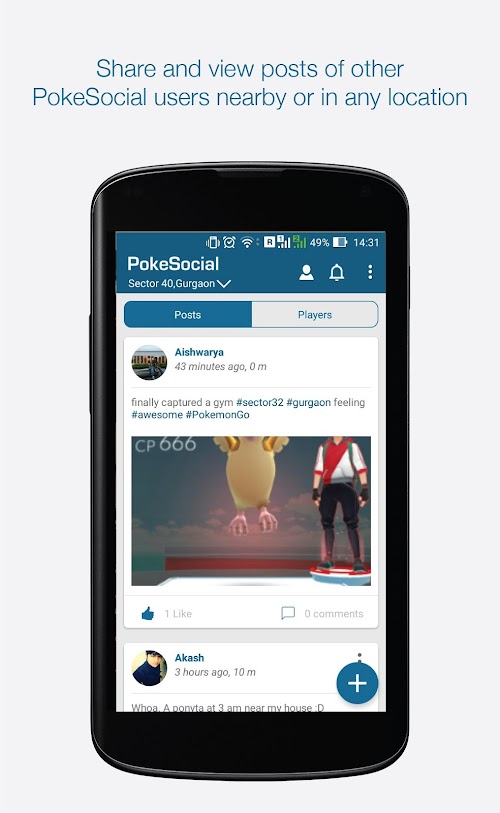 Android application Social Network for Pokemon Go screenshort