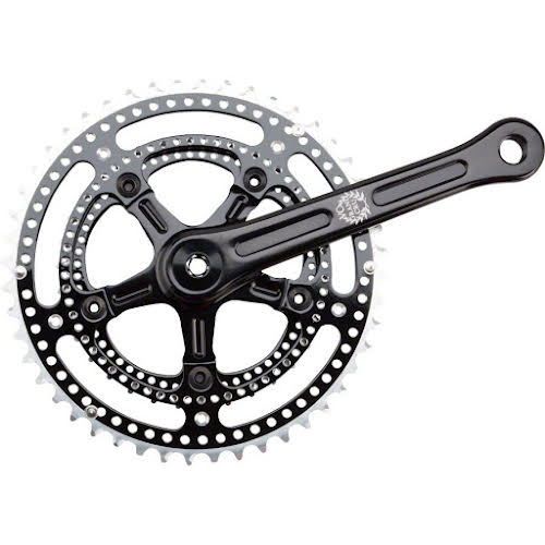 Velo Orange Grand Cru Noir Drillium Crankset - 165mm, 6/7/8/9/10-Speed, 48/34t, 110 BCD, Square Taper