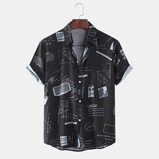 Title 6, Cross-Border New Mens Casual Shirts Graffiti F...