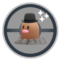 Diglett wearing a fashionable costume