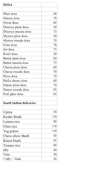 Simply Dosa menu 