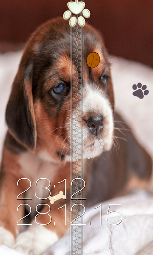 Cute Puppy Zipper Lock Screen