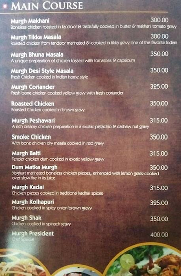 Mezbaan Restaurant menu 