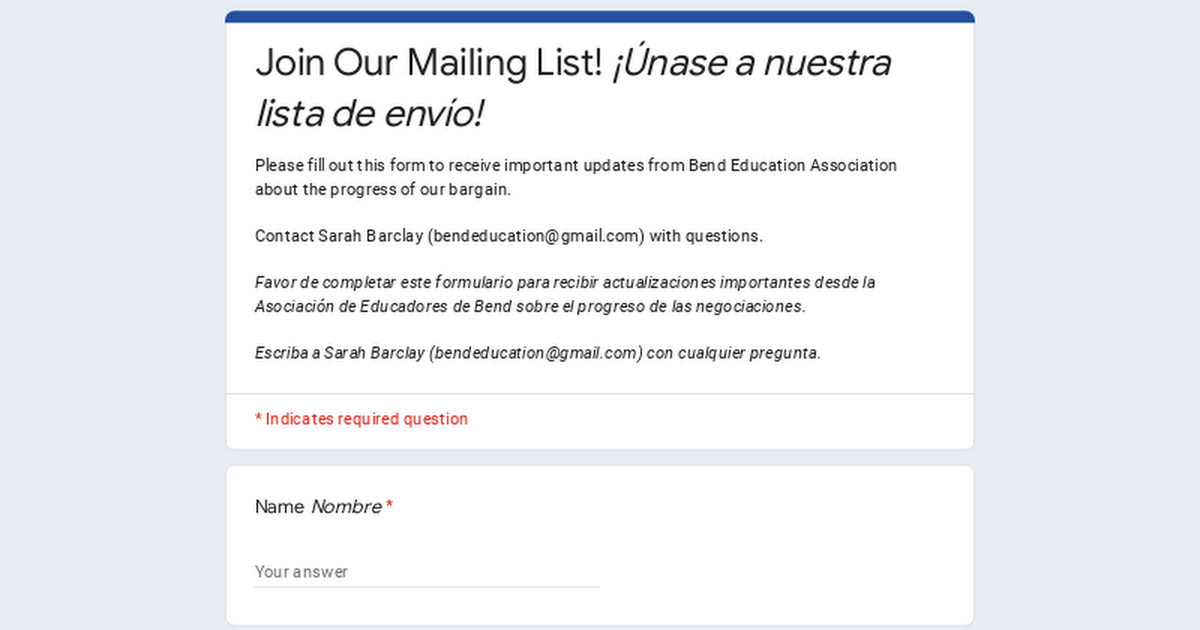 Join Our Mailing List!