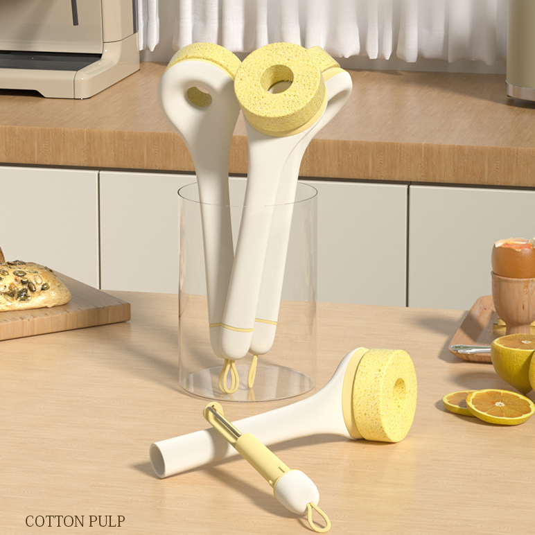 Escova de limpeza com esponja de polpa de madeira Gadget de cozinha limpa fácil, absorvente, durável e ecológica.