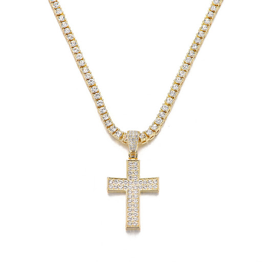 Title 1, Diamond Cross Pendant Necklace Fashion Punk Jew...