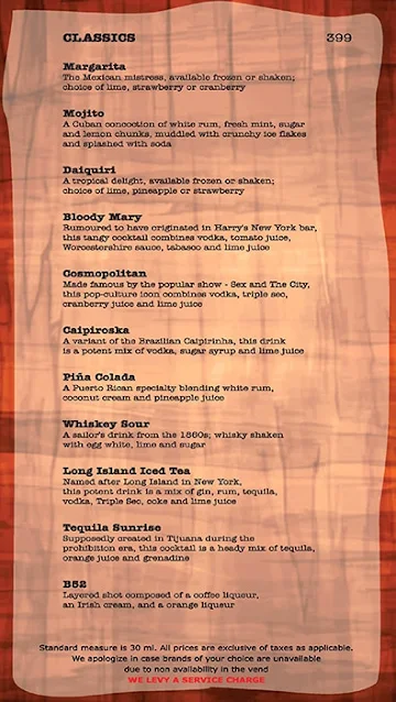 Slounge - Lemon Tree Hotel menu 