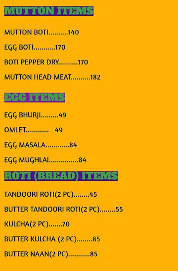 Meghana Lunch Home menu 