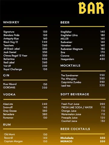 Zouk Lounge & Kitchen menu 