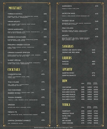 Terrace 66 - Bar & Grill menu 