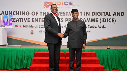 i-DICE masterminds: Nigeria vice president, Prof. Yemi Osinbajo (R) and Dr. Akinwunmi Adesina, AfDB president.