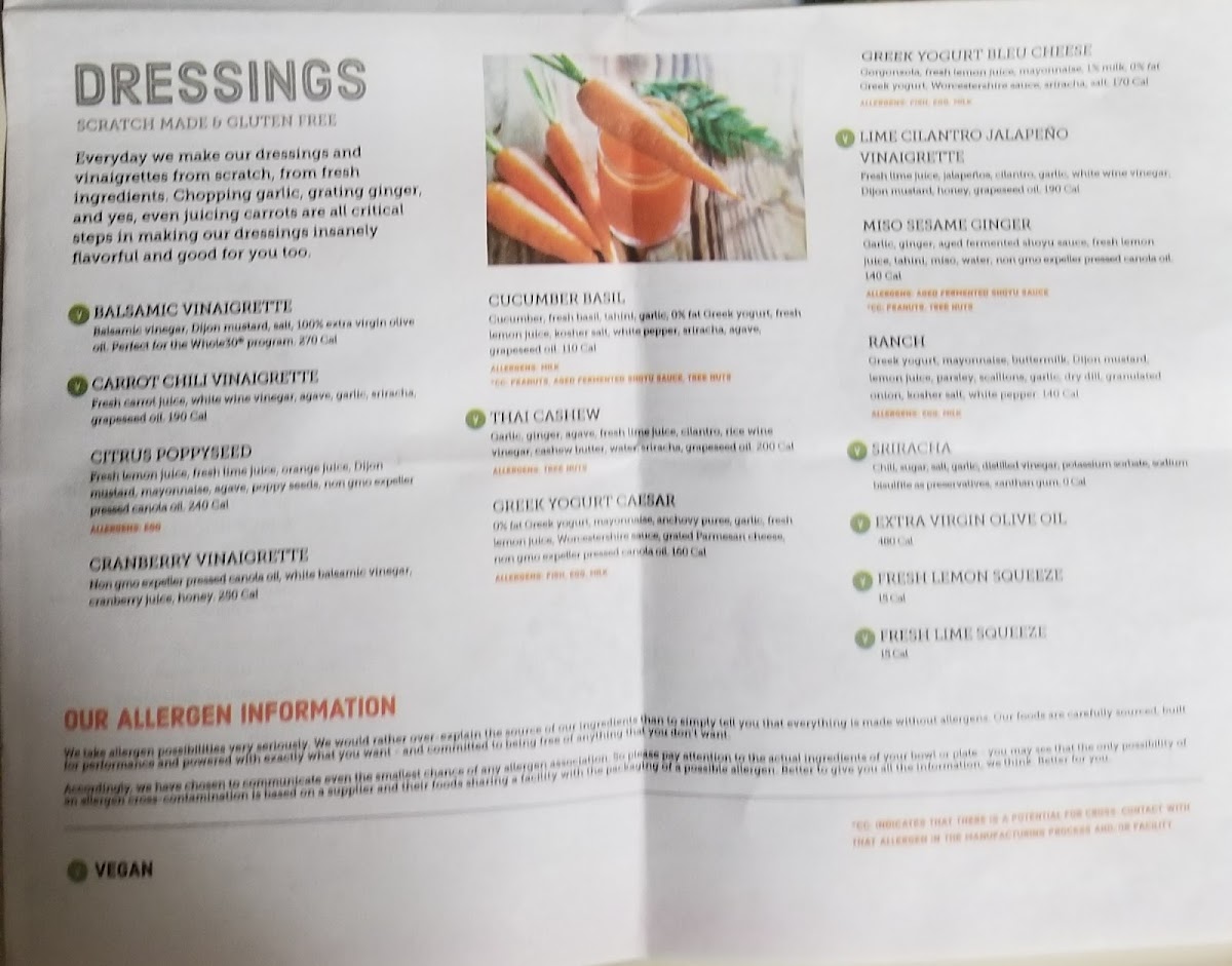 CoreLife Eatery gluten-free menu