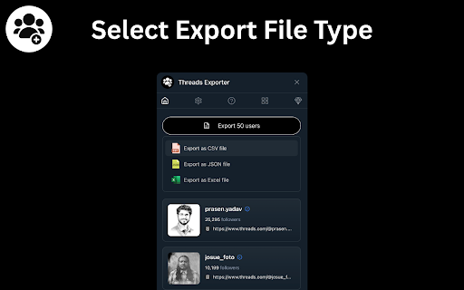 Threads Exporter - Export Threads Followers and Following Preview 4