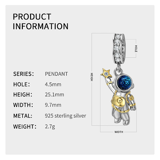 Title 3, Star Picker Astronaut S925 Sterling Silver Pend...