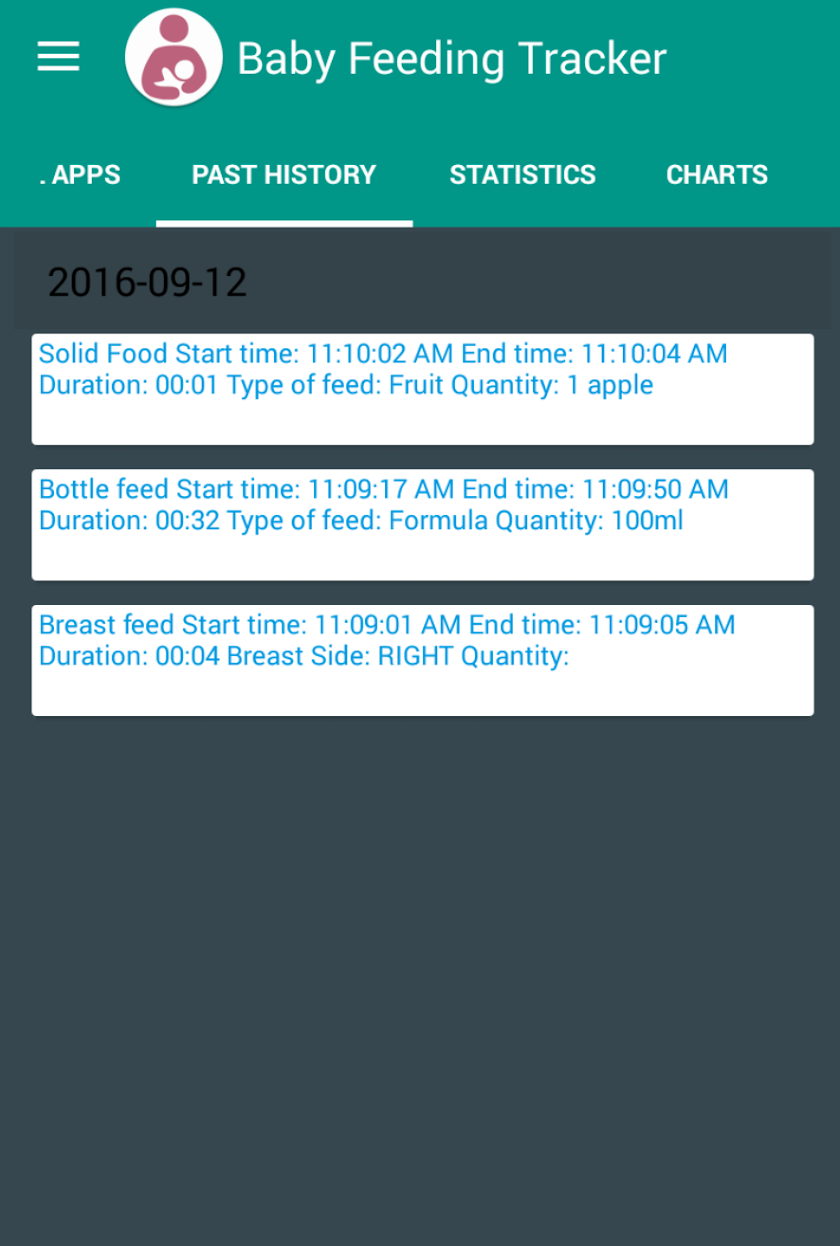 Baby Breastfeeding Tracker Screen 2