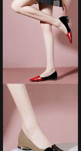 Title 1, Red thick heel flat soft leather womens shoes ...