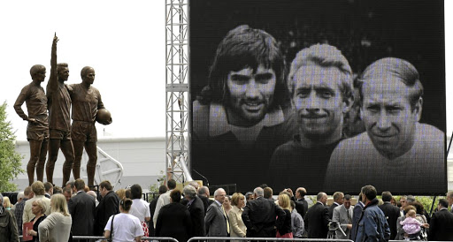 Statues of George Best, Denis Law and Bobby Charlton at Old Trafford. Picture: REUTERS