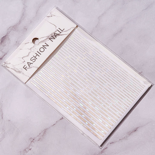 Title 12, Bright Line Back Glue Nail Stickers, Decorative...