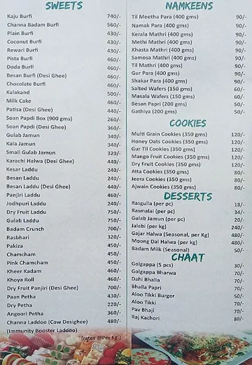 JV Evergreen Sweets & Treats menu 