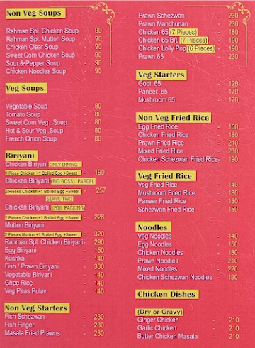 A R Biriyani menu 