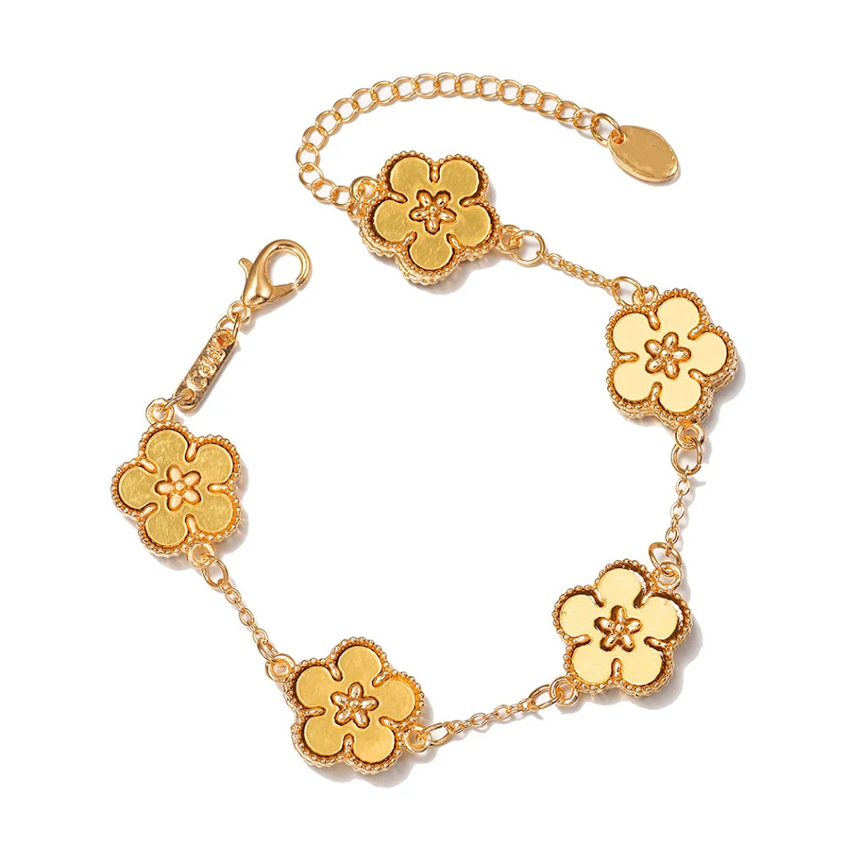 Pulsera de flores de ciruelo doble cara para mujer, imitación de fritilaria, ideal para el verano. Un toque de elegancia y temperamento.