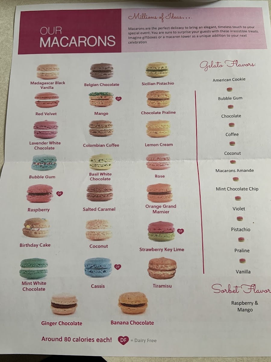 Le Macaron French Pastries gluten-free menu