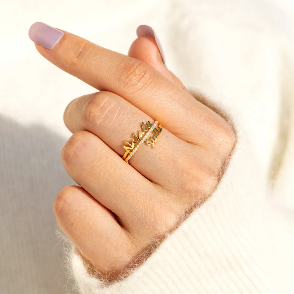 DIY Personalized Double Name Ring 925 Sterling Silver, Design Your Own Unique Jewelry, Perfect & Meaningful Gift.