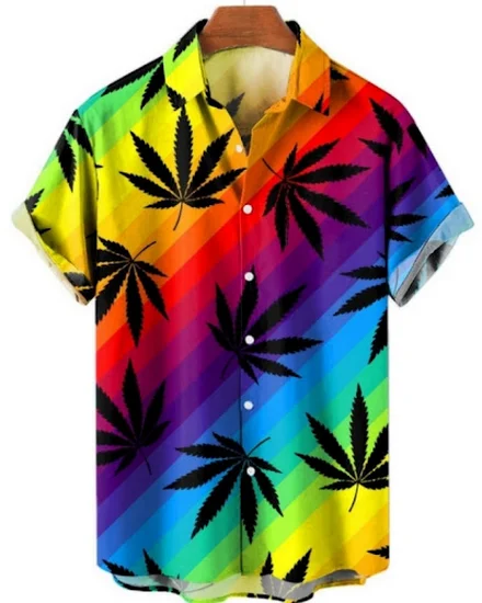 Summer Oversized Romantic Men'S Shirt Rainbow Pattern Fas... - 1