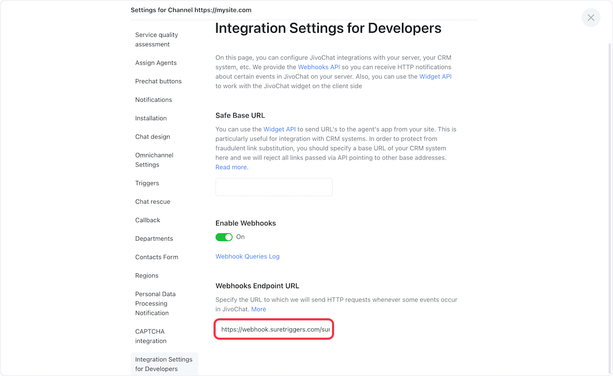 Switch ON the Enable Webhooks option. Copy the Webhooks URL & paste it under the Webhooks Endpoint URL field.