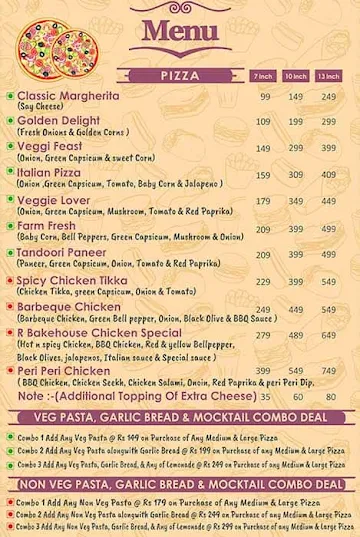 R Bakehouse menu 