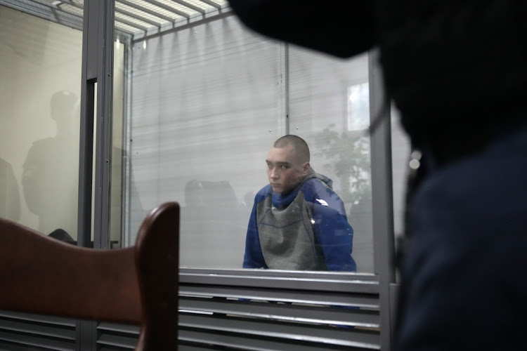 Captured Russian soldier, Sgt. Vadim Shishimarin, 21, attends a court hearing on May 18 2022 in Kyiv, Ukraine. Picture: GETTY IMAGES/CHRISTOPHER FURLONG