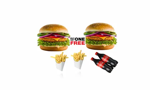 Veg Burger Jumbo Combo( 2 Veg Burger + 2 French Fries + 2 Coke 250 Ml)