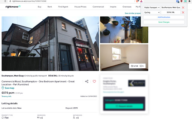Rightmove Commute Time chrome extension