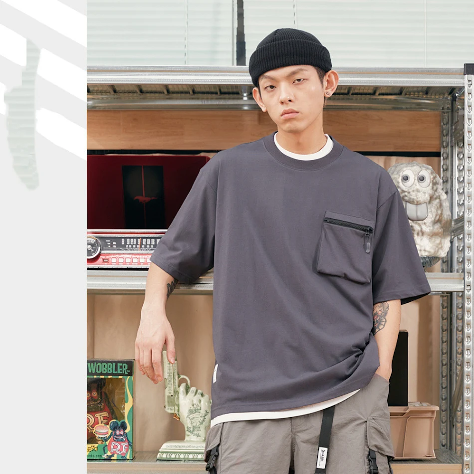Camiseta de manga corta funcional Cityboy japonesa color sólido para exteriores, transpirable, versátil, ideal para actividades al aire libre.
