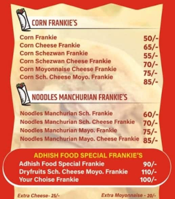 Adhish Food Frankie menu 
