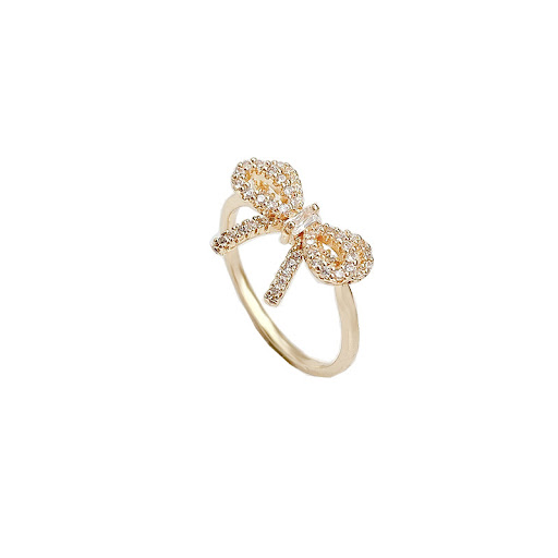 Title 2, Graceful Personality Full Diamond Bow Ring. Rad...