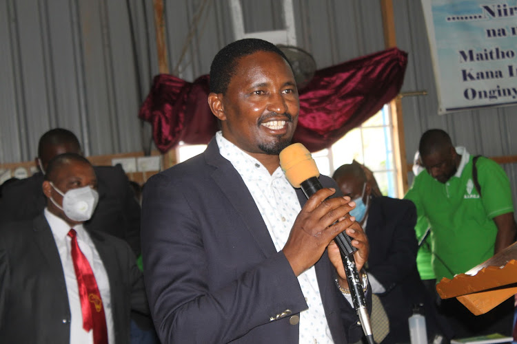 The Service Party leader Mwangi Kiunjuri addresing a congregation at Africa Independent Pentecostal Church of Kenya church in Kitengela, Kajiado County on Sunday.