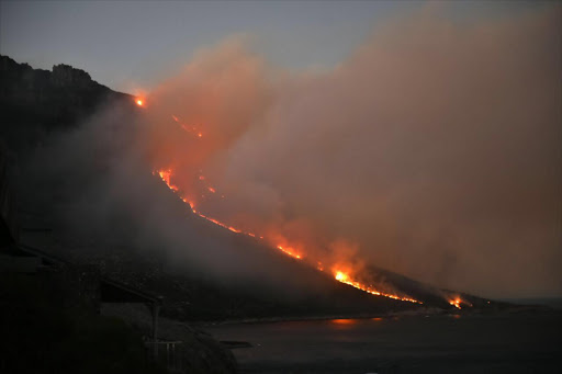 Fire near Sandy Bay on Monday morning.