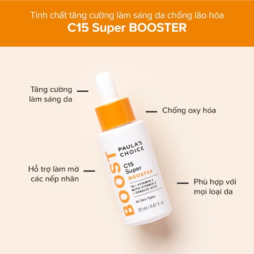 Tinh chất tăng cường làm sáng da chống lão hóa chứa Vitamin C Paula's Choice C15 Super Booster 20ml