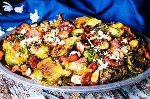 Bacon Bleu Brussels Sprouts With Mustard Sauce