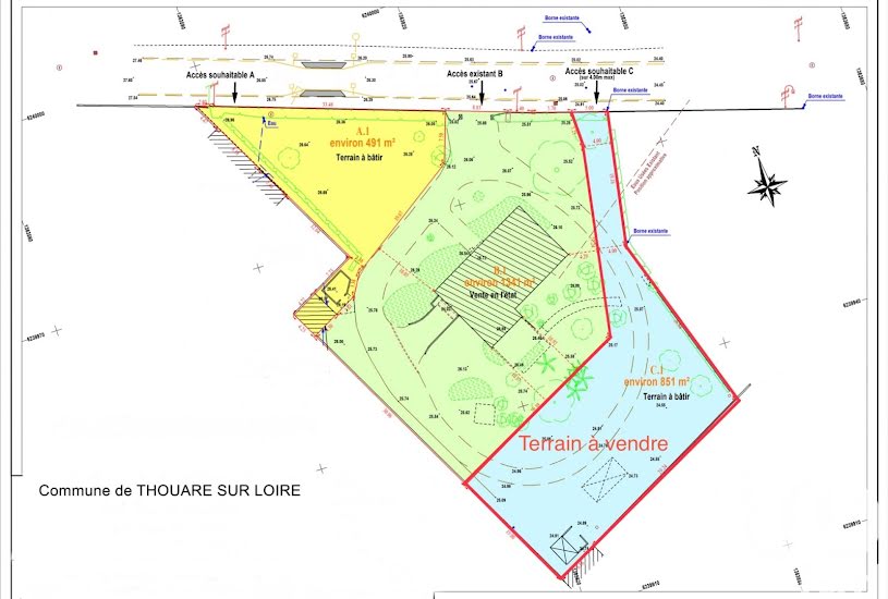  Vente Terrain à bâtir - 851m² à Thouaré-sur-Loire (44470) 