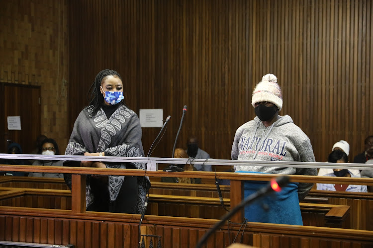 Nomia Rosemary Ndlovu and heavily pregnant Nomsa Mudau in a Kempton Park courtroom.