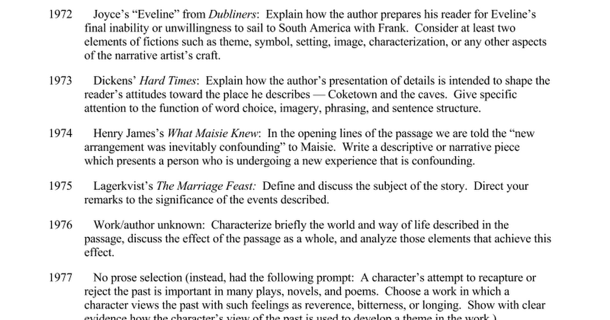 prose fiction essay prompts